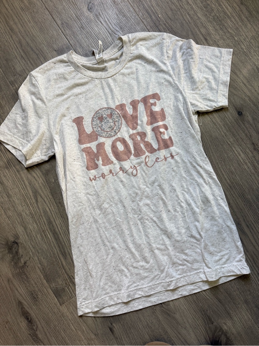 Bella Canvas Cream Speckled Graphic Tee with Dusty Rose Print